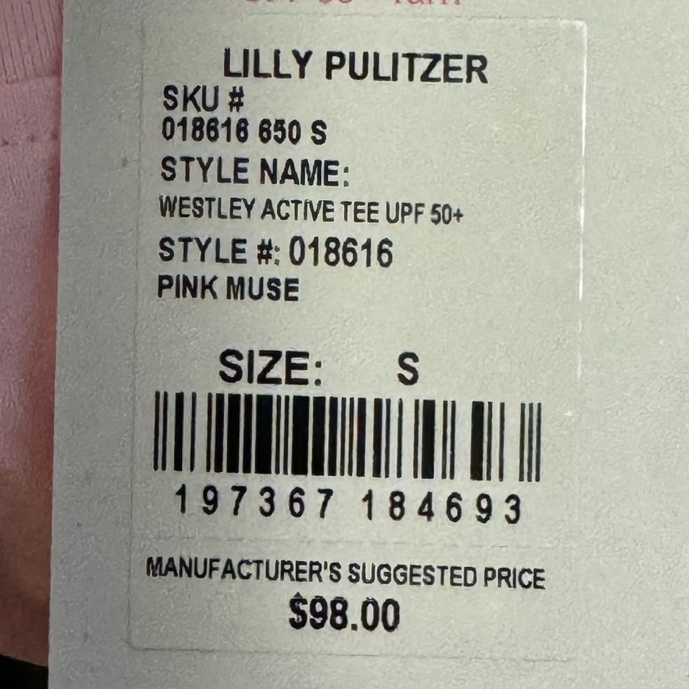 Lilly Pulitzer UPF 50+ Luxletic Westley Active Tee Pink Muse - Picture 7 of 7
